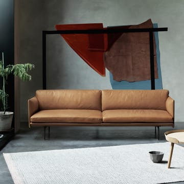 Divano Outline a 2 posti - Refine leather black-Black - Muuto
