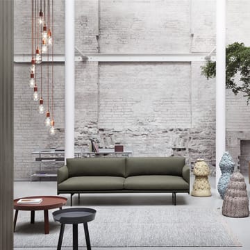 Divano Outline a 2 posti - Refine leather black-Black - Muuto
