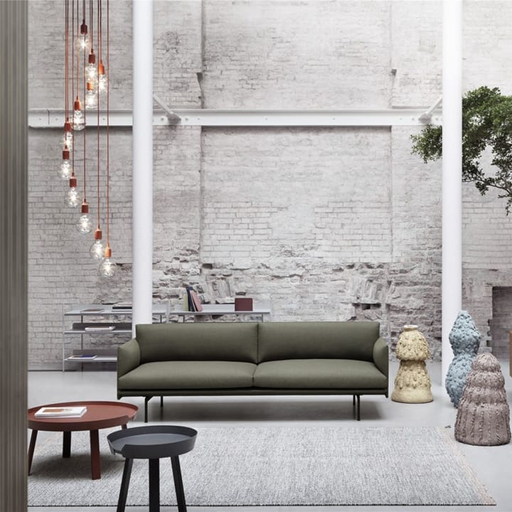 Divano Outline a 2 posti, Refine leather black-Black Muuto