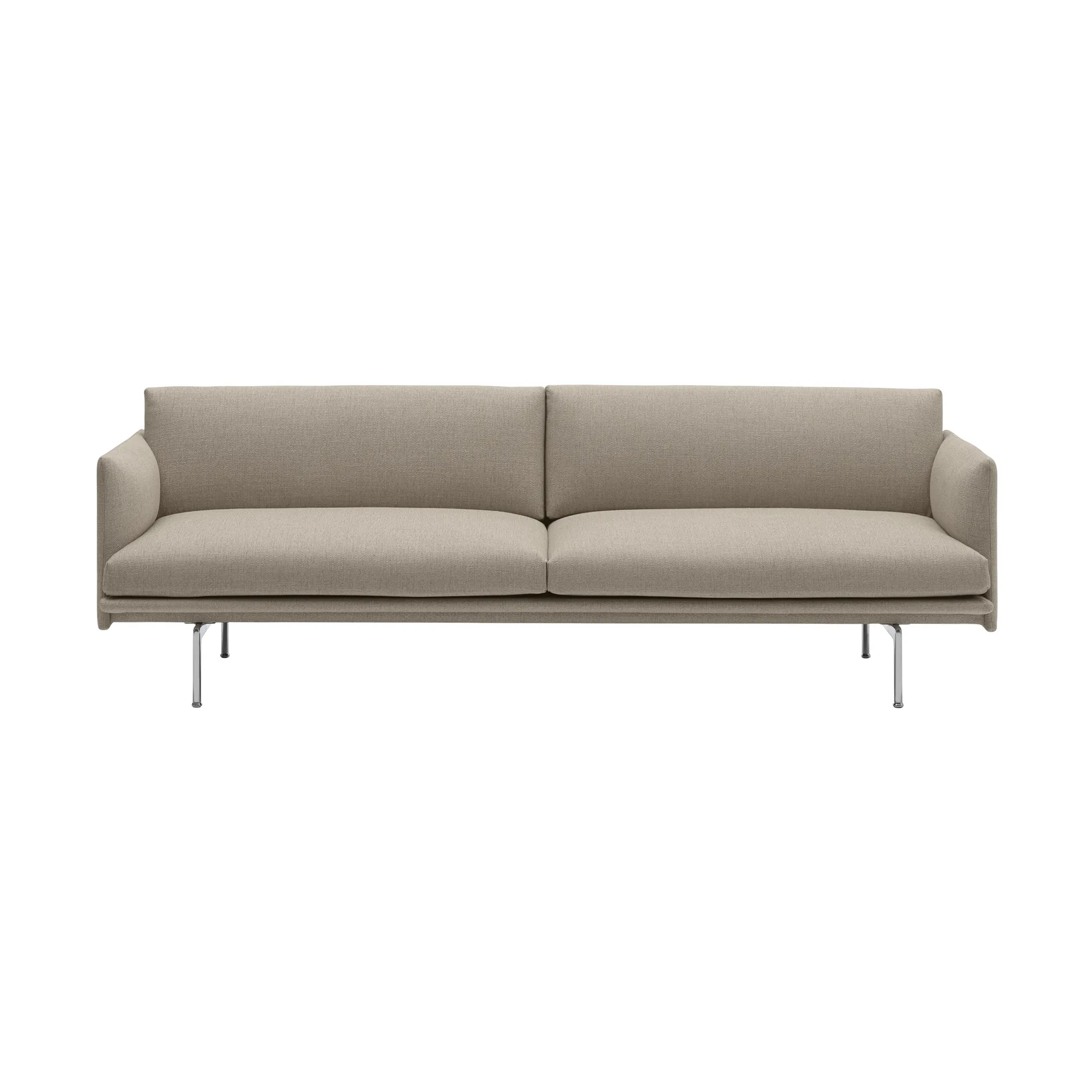Divano Outline a 3 posti in tessuto, Ecriture 240-Polished Aluminum Muuto