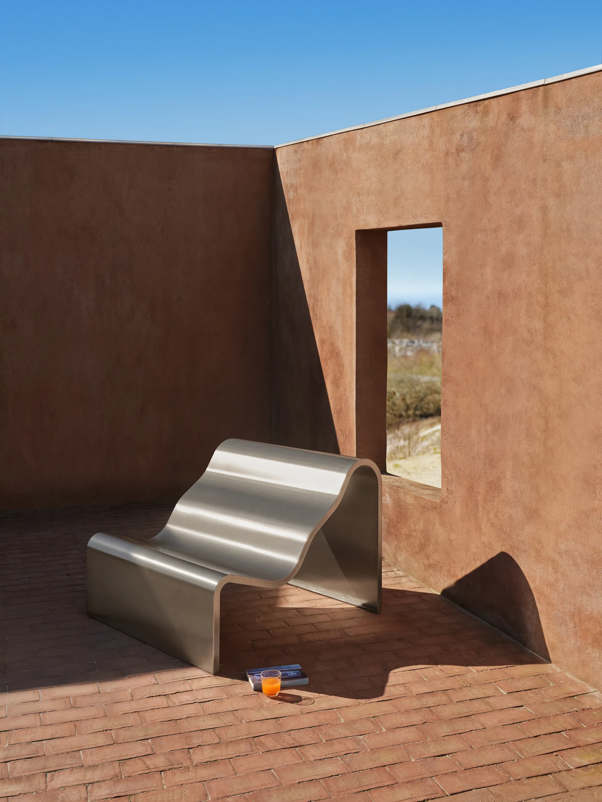 Dream View panca, Acciaio spazzolato, 100 cm Muuto