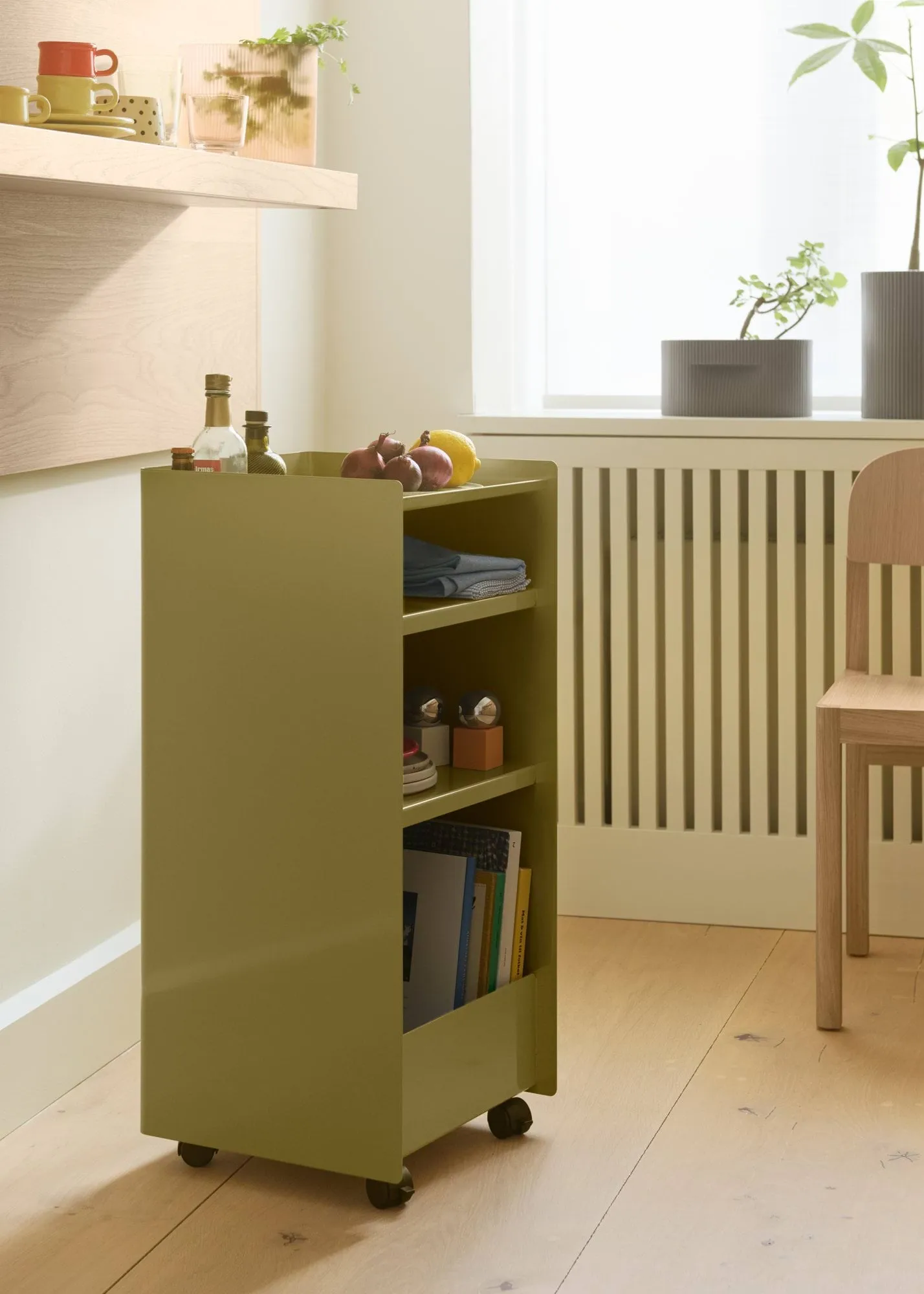 Folded Trolley carrello aperto, Dark beige green, 37,4x38,7x37,2 cm Muuto