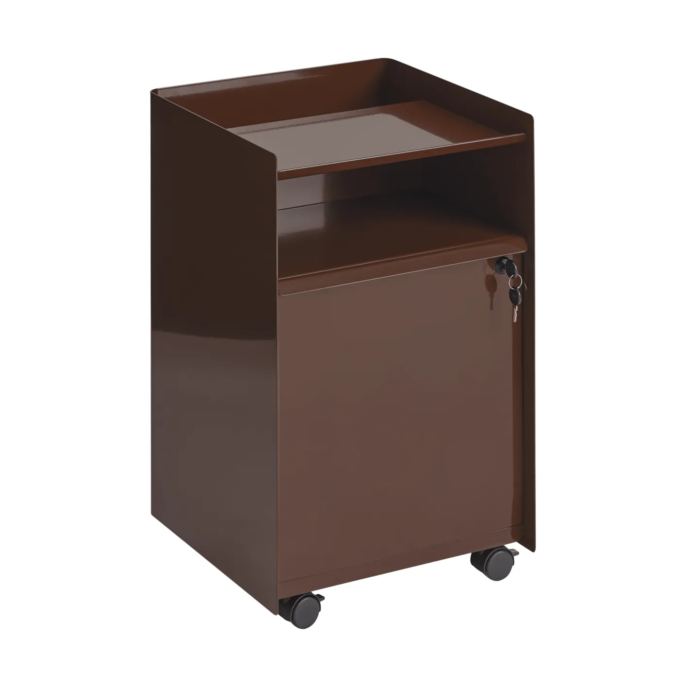 Folded Trolley carrello con armadietto, Rosso scuro Muuto