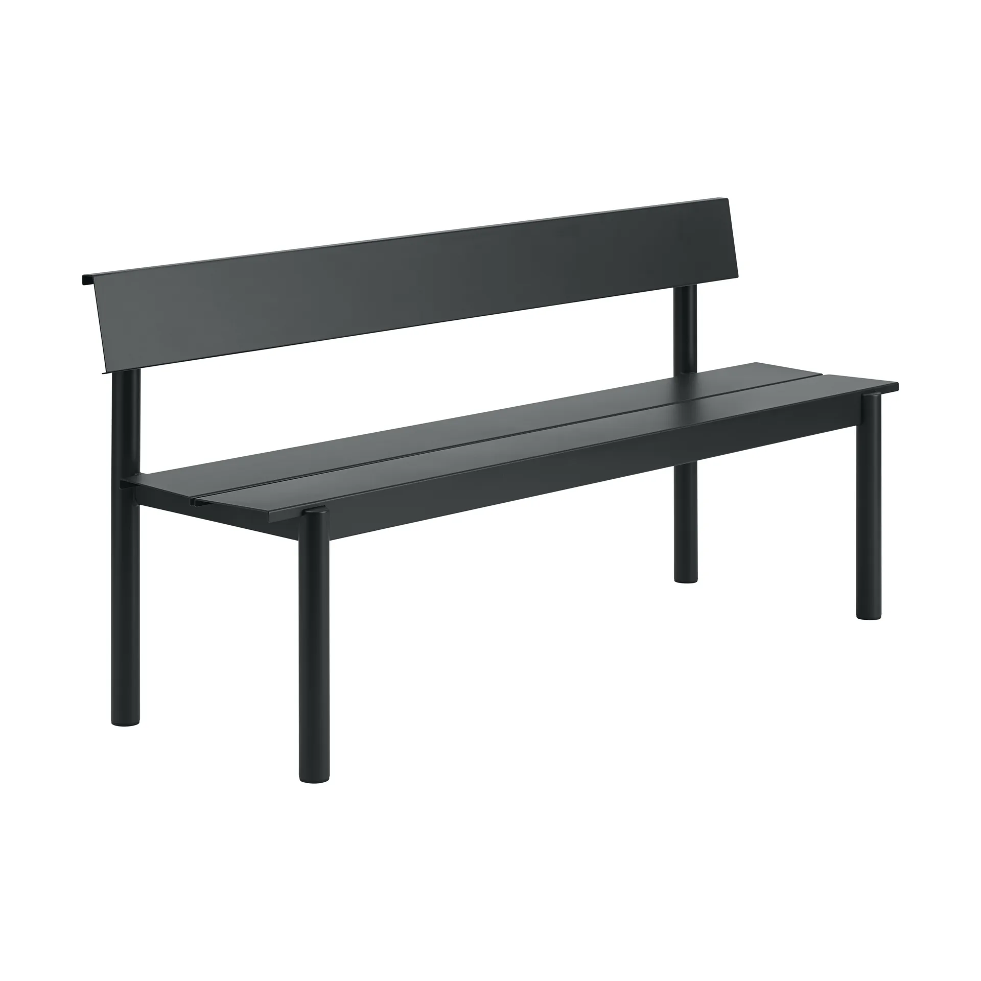 Linear Steel panca con schienale, Black, 170x34 cm Muuto