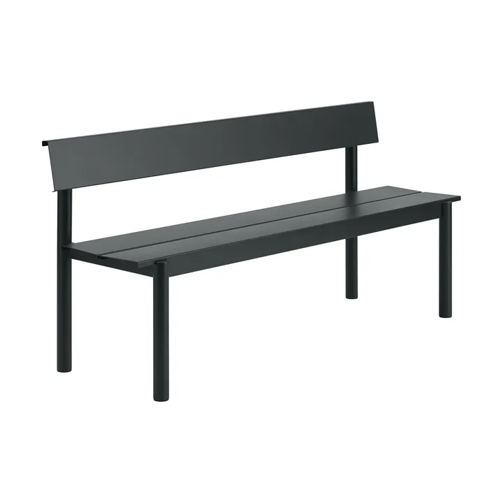 Linear Steel panca con schienale - Black, 170x34 cm - Muuto
