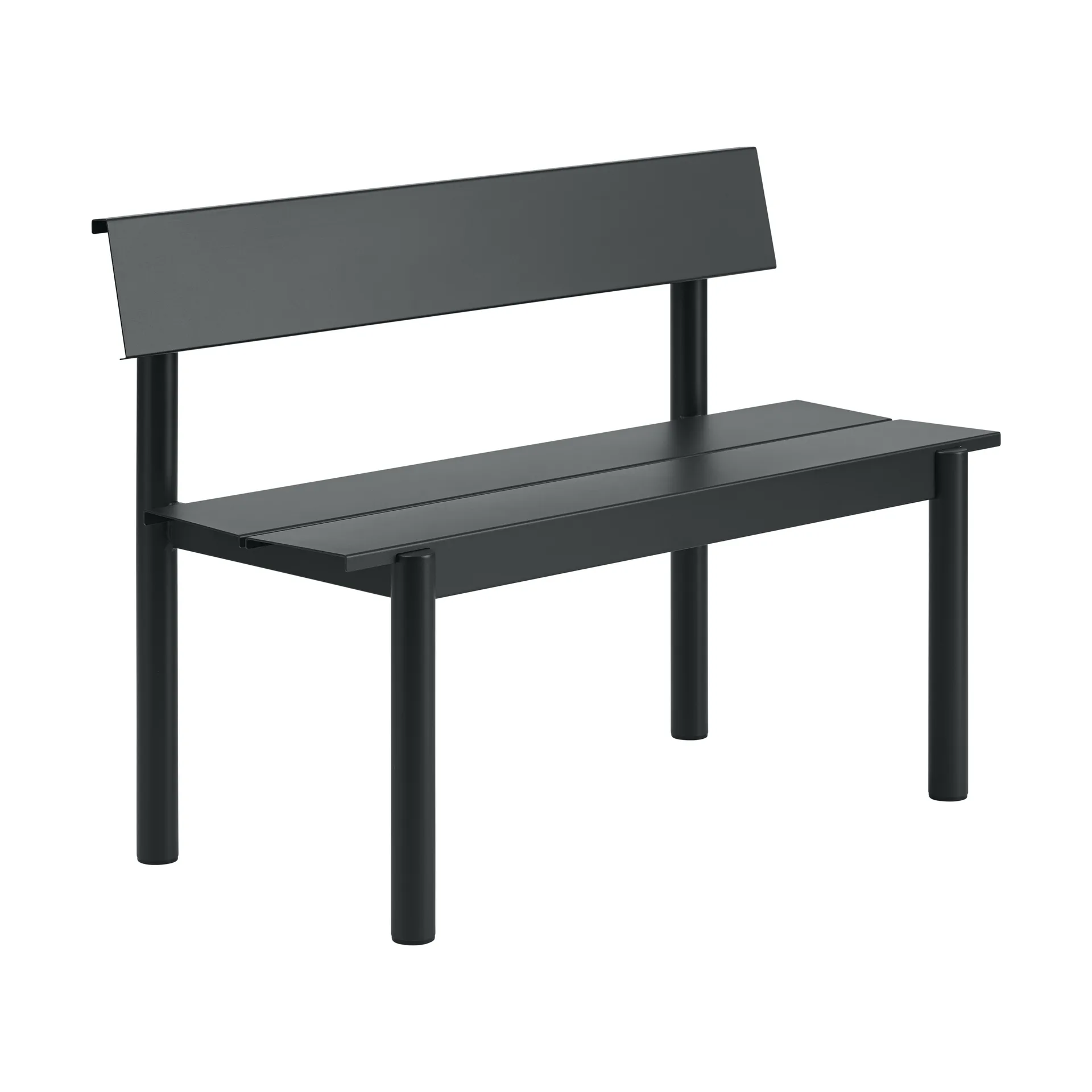 Linear Steel panca con schienale, Nero, 110x34 cm Muuto