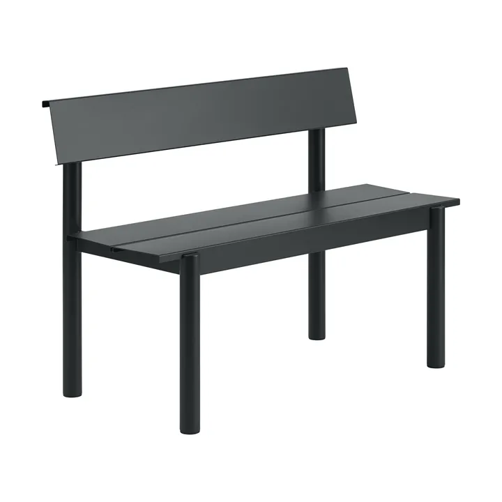 Linear Steel panca con schienale - Nero, 110x34 cm - Muuto