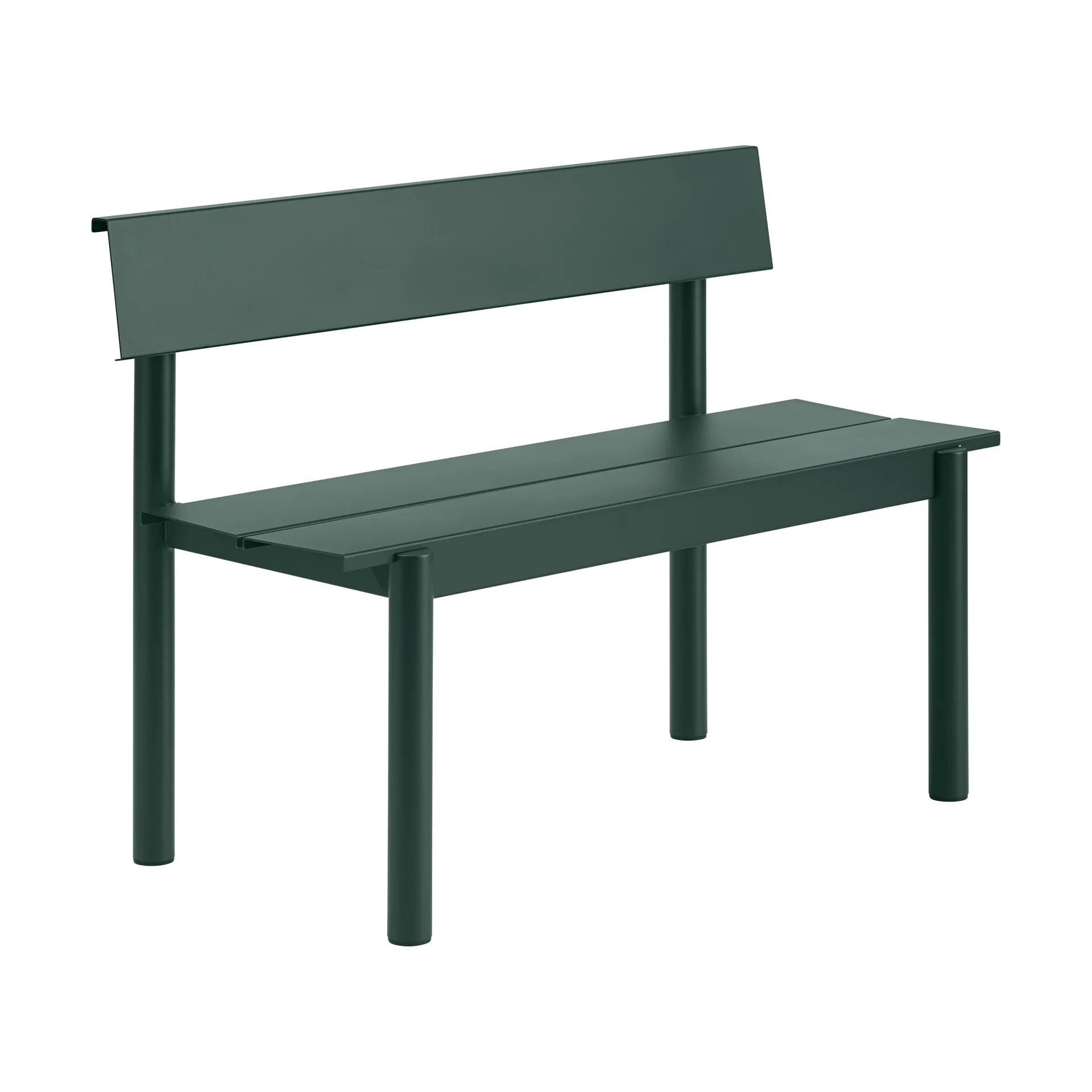 Linear Steel panca con schienale, Verde scuro, 110x34 cm Muuto