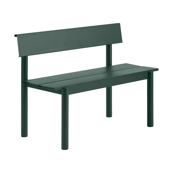 Linear Steel panca con schienale - Verde scuro, 110x34 cm - Muuto