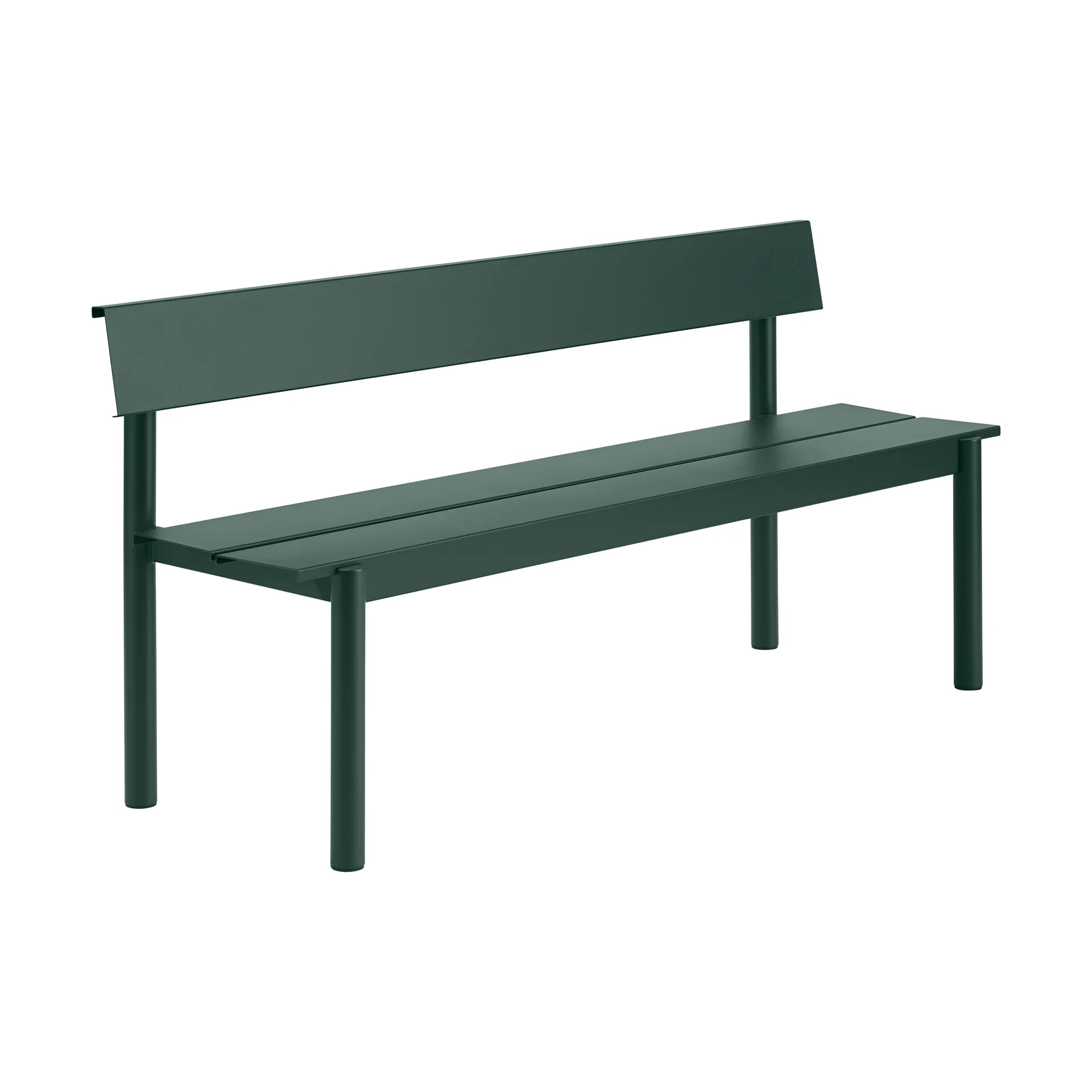 Linear Steel panca con schienale, Verde scuro, 170x34 cm Muuto