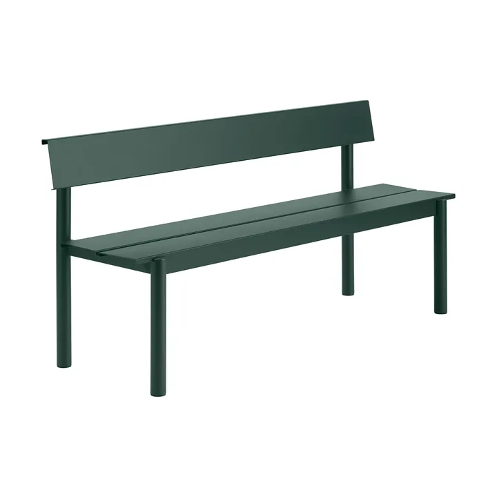 Linear Steel panca con schienale - Verde scuro, 170x34 cm - Muuto