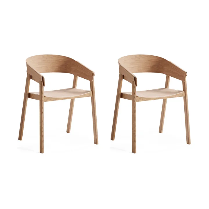 Poltrona Cover Armchair con braccioli, Rovere, confezione da 2 - Muuto