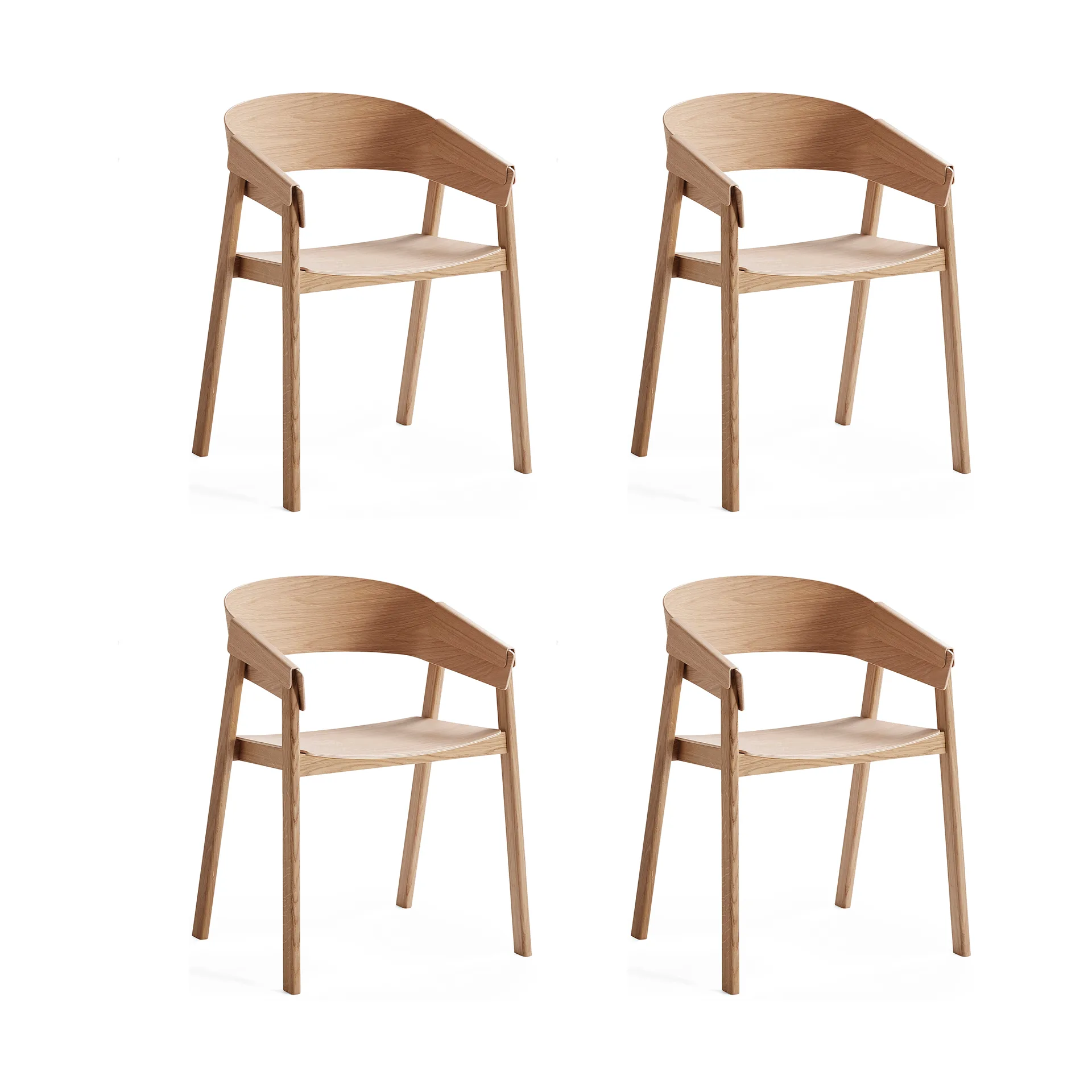 Poltrona Cover Armchair con braccioli, Rovere, confezione da 4 Muuto
