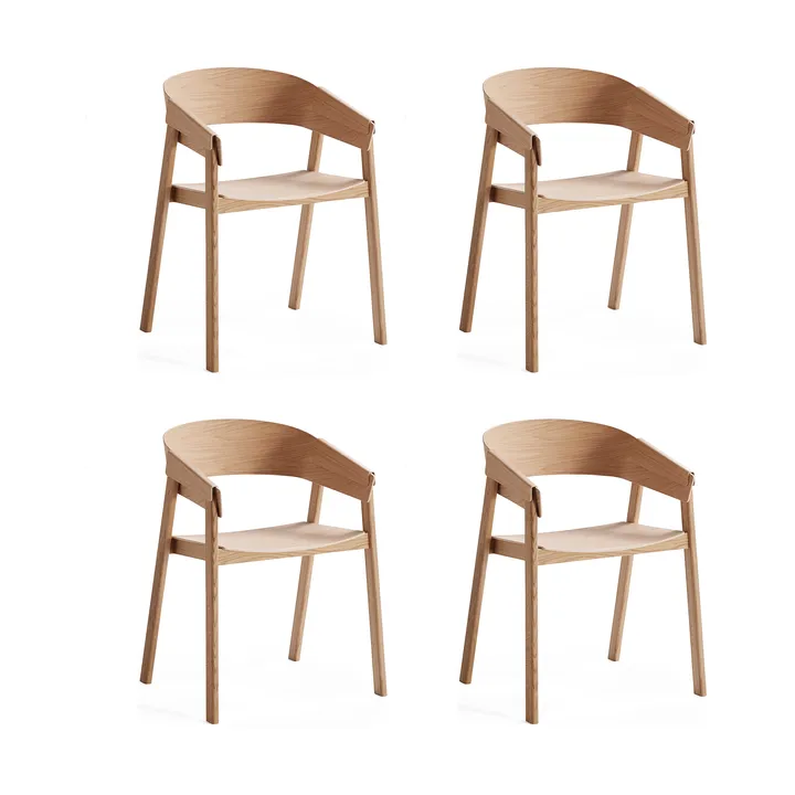 Poltrona Cover Armchair con braccioli, Rovere, confezione da 4 - Muuto