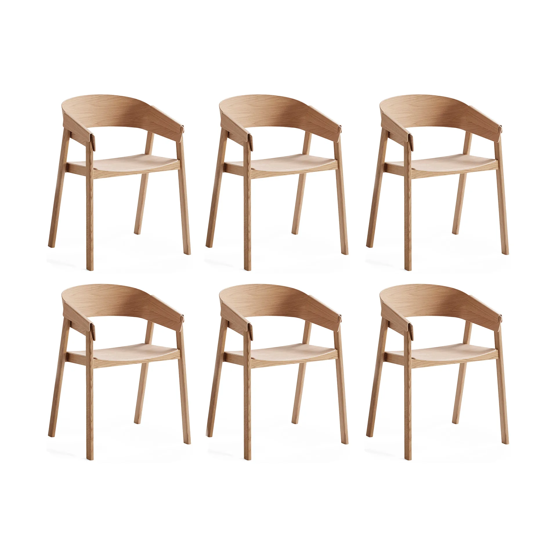 Poltrona Cover Armchair con braccioli, Rovere, confezione da 6 Muuto