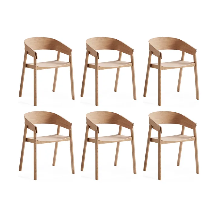 Poltrona Cover Armchair con braccioli, Rovere, confezione da 6 - Muuto