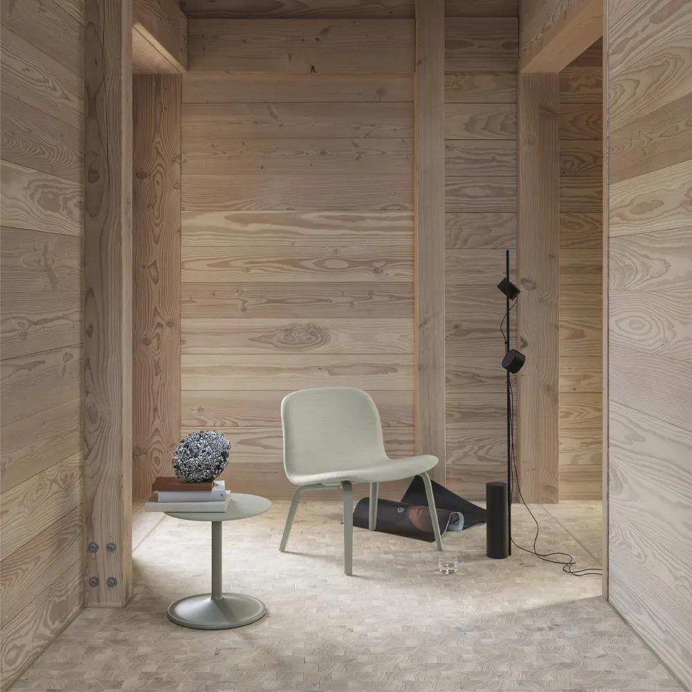 Poltrona lounge imbottita Visu, Steelcut trio 515, rovere Muuto
