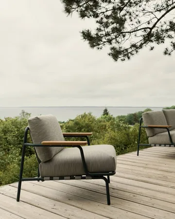 Poltrona lounge Settle Lounge Chair - Ribbed Weave 2 Dark green - Muuto
