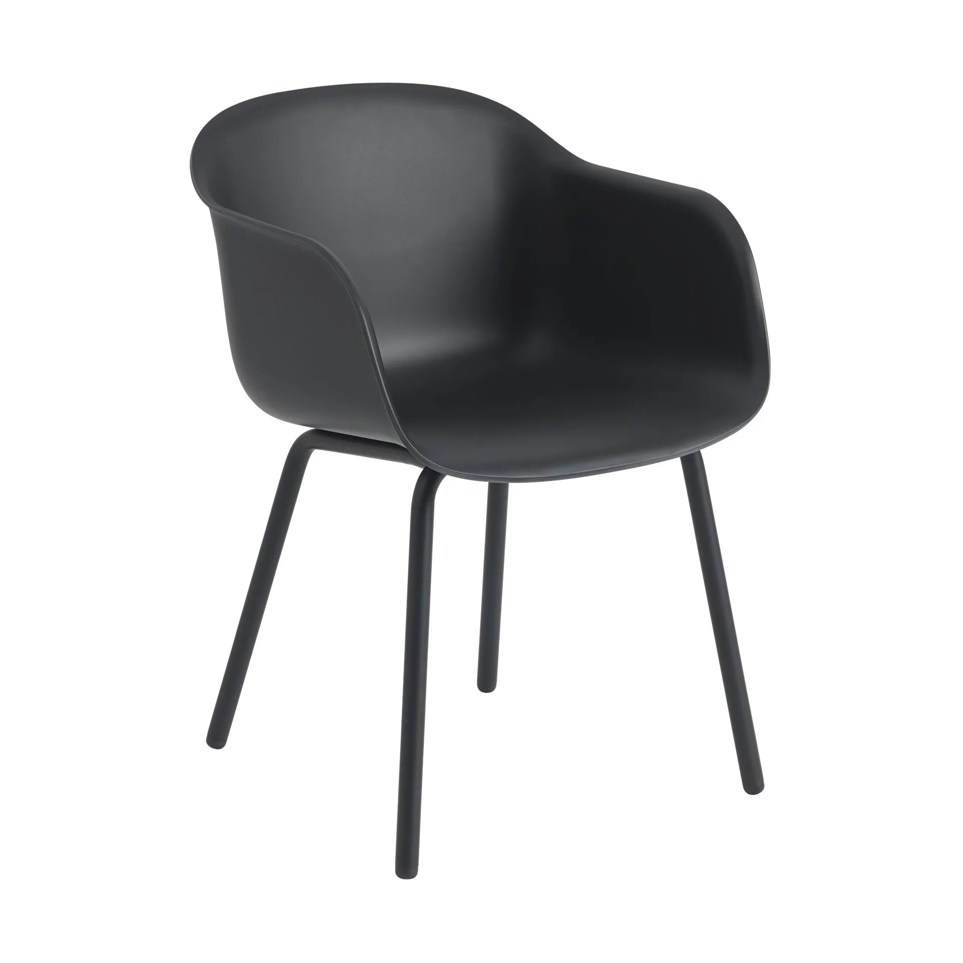 Sedia con braccioli Fiber Outdoor con gambe in acciaio, Anthracite black (plastic) Muuto