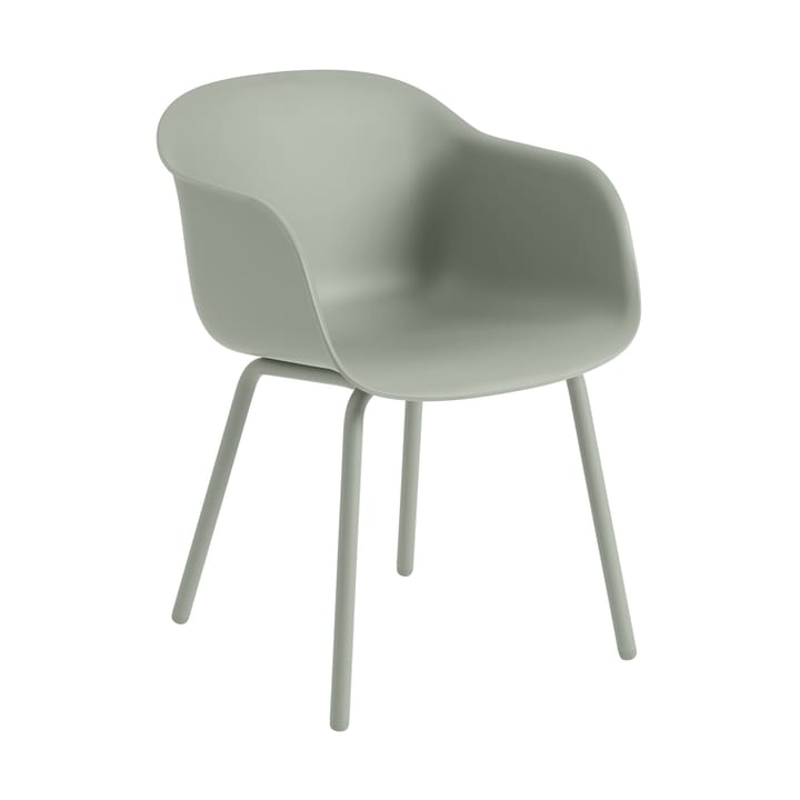 Sedia con braccioli Fiber Outdoor con gambe in acciaio - Dusty green - Muuto