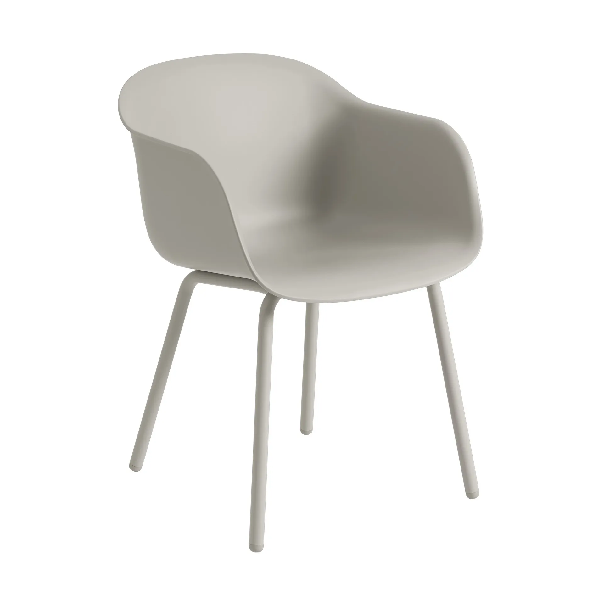 Sedia con braccioli Fiber Outdoor con gambe in acciaio, Grey (plastic) Muuto