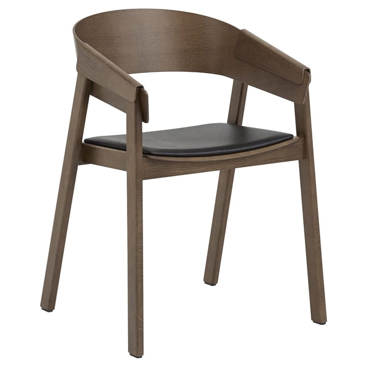 Sedia Cover Armchair con seduta in pelle - Pelle lavorata con metodo Refine, nero-marrone - Muuto