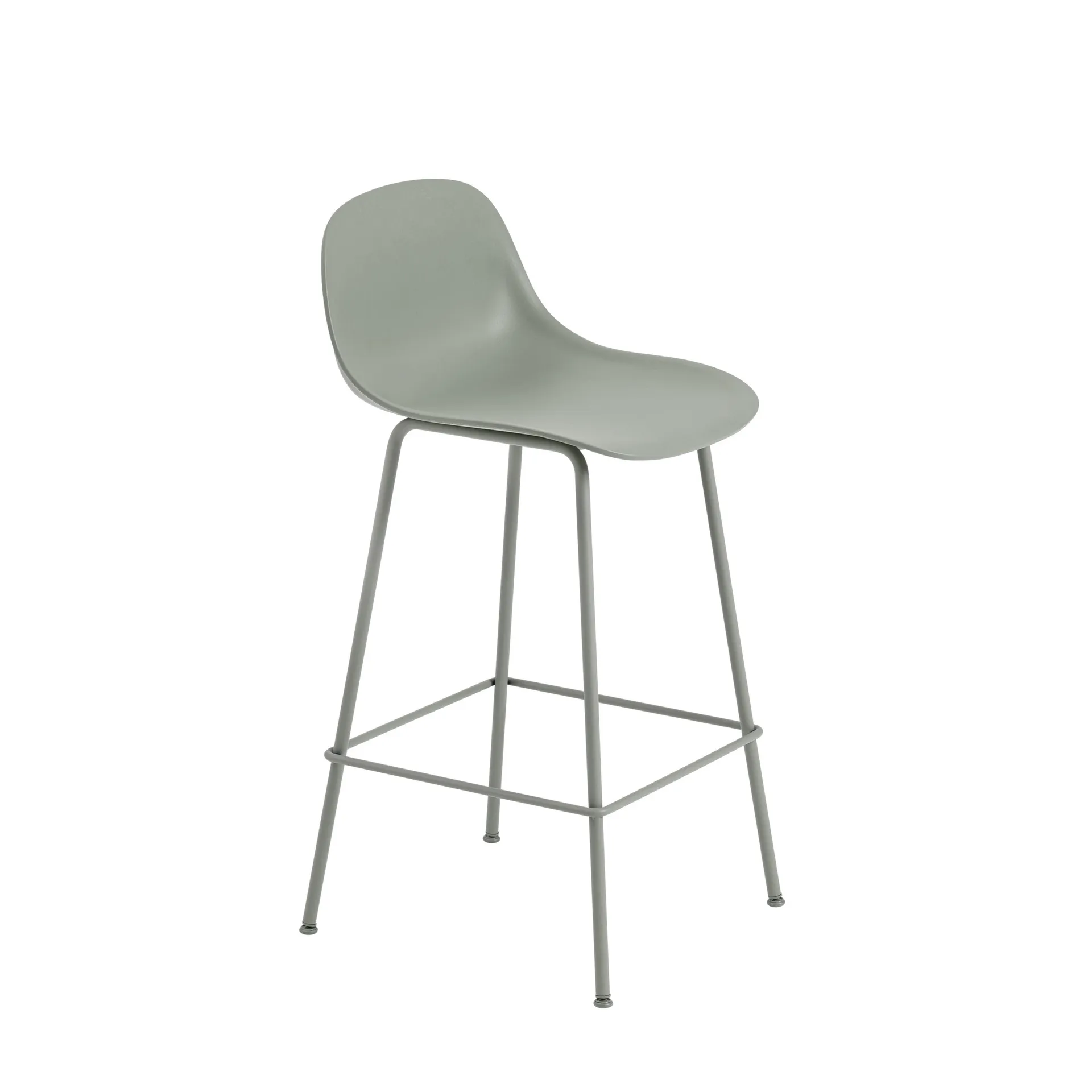 Sedia da bar Fiber Tube con schienale 65 cm, dusty green Muuto