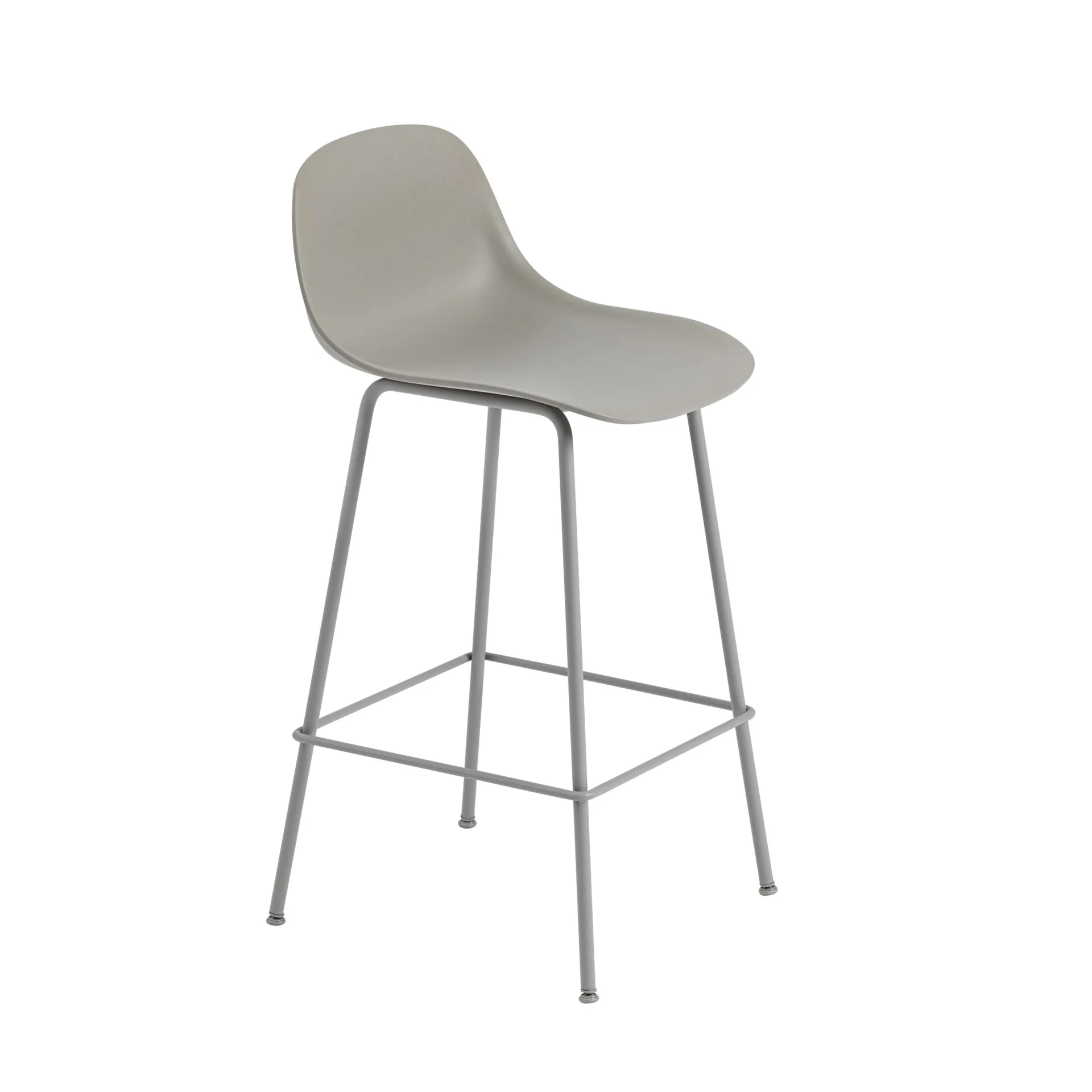 Sedia da bar Fiber Tube con schienale 65 cm, Grigio Muuto