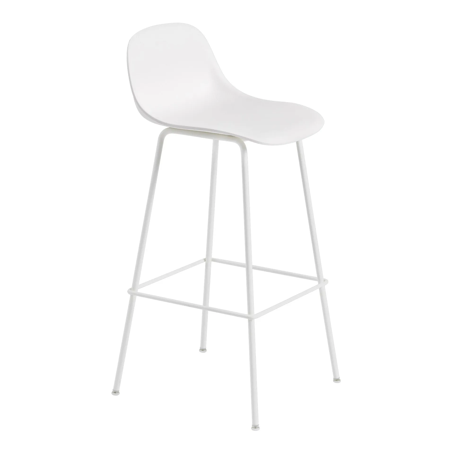 Sedia da bar Fiber Tube con schienale 75 cm, Bianco Muuto