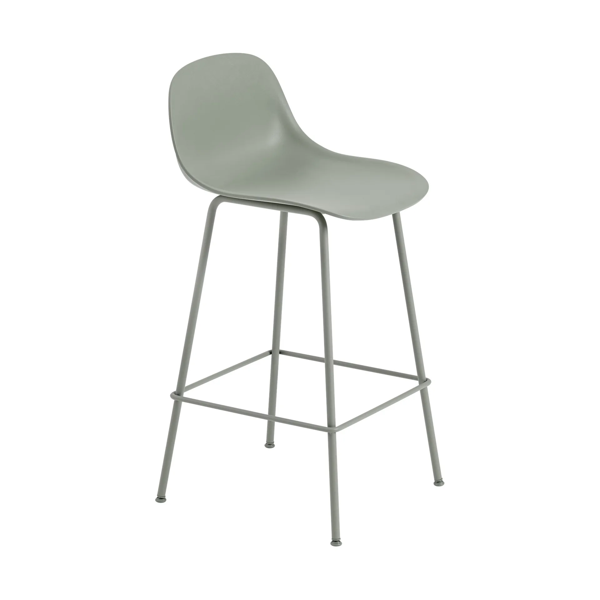 Sedia da bar Fiber Tube con schienale 75 cm, Dusty green Muuto
