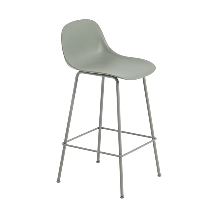 Sedia da bar Fiber Tube con schienale 75 cm - Dusty green - Muuto