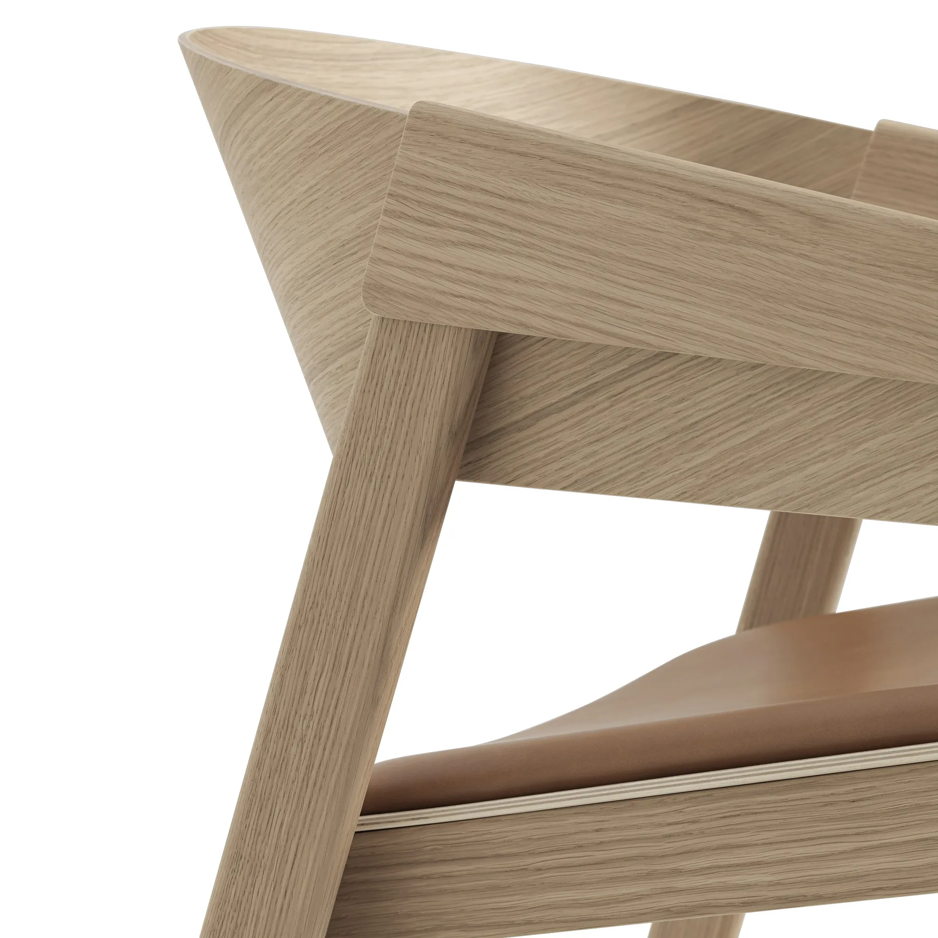 Sedia da salotto Cover, Pelle lavorata con metodo Refine, cognac-rovere Muuto