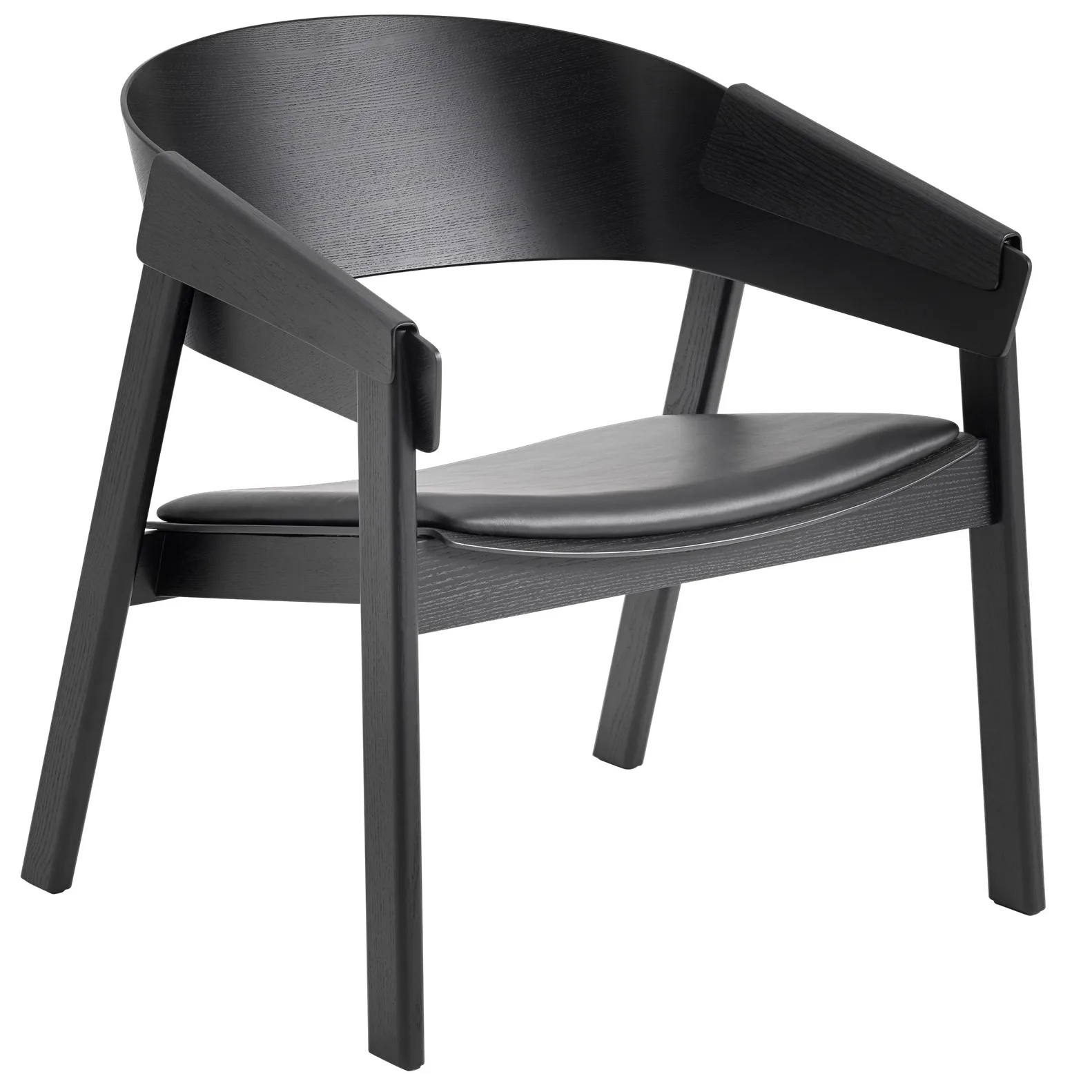 Sedia da salotto Cover, Pelle lavorata con metodo Refine, nero-nero Muuto