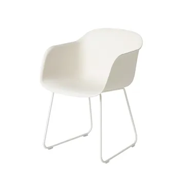 Sedia da ufficio con base girevole e meccanismo di ritorno Fiber - Black leather-anthracite black - Muuto