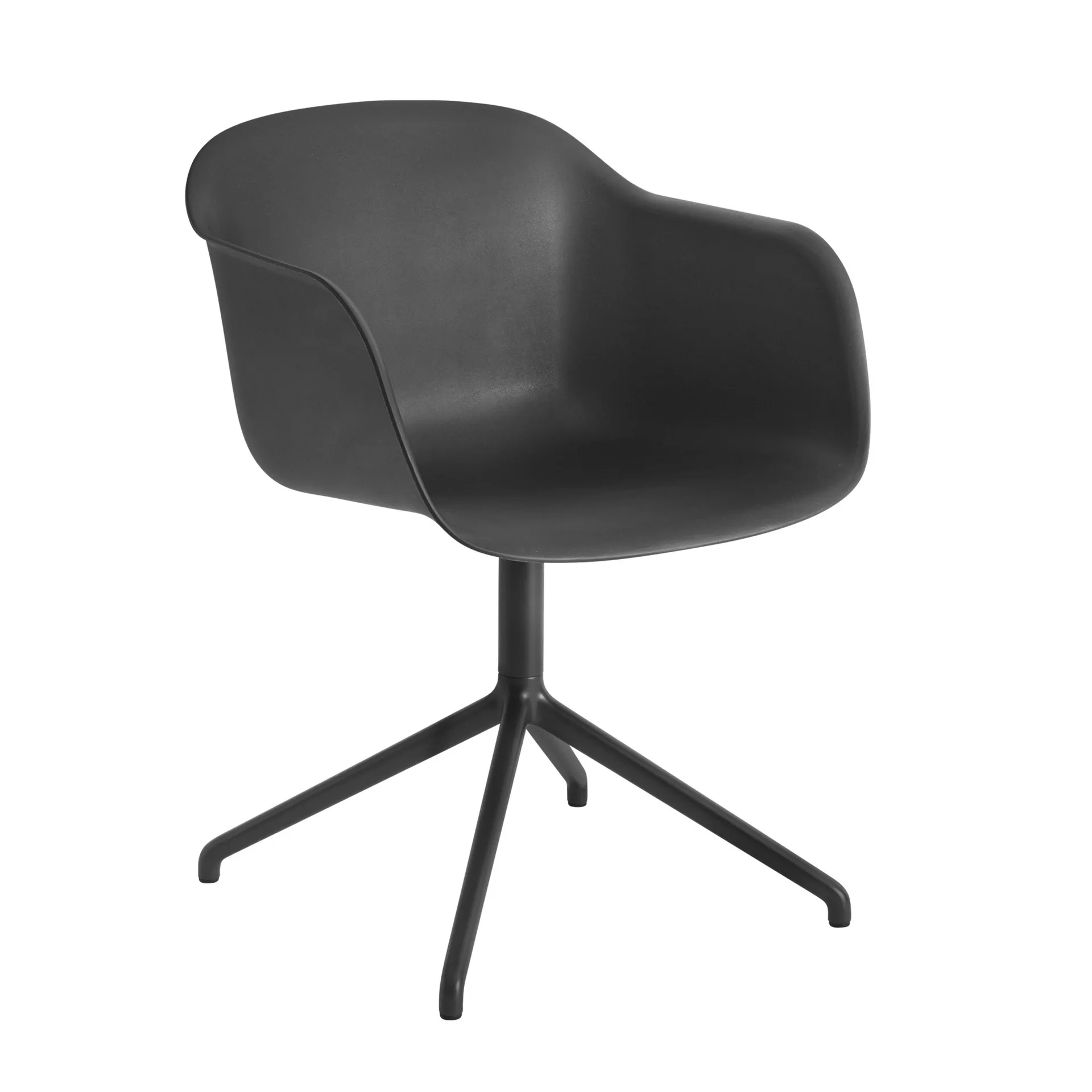 Sedia da ufficio con braccioli e base girevole Fiber, Antracite nero (plastica) Muuto