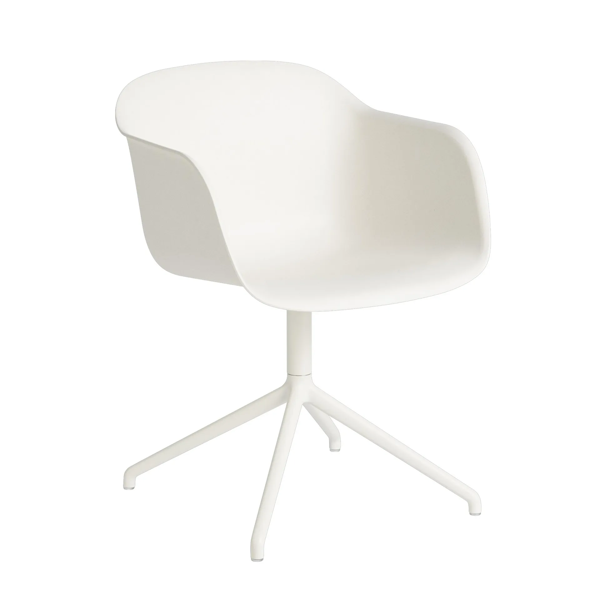 Sedia da ufficio con braccioli e base girevole Fiber, Bianco naturale (plastica) Muuto