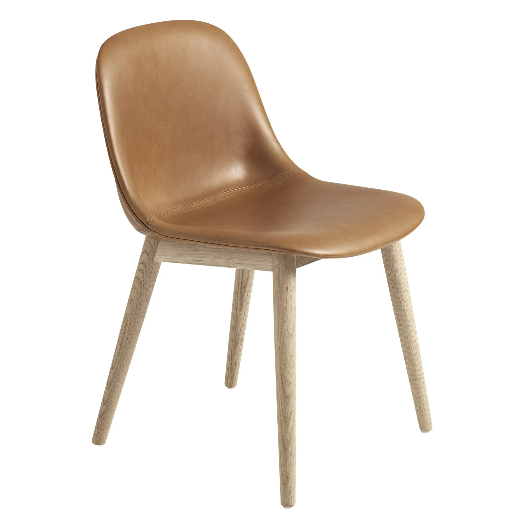 Sedia Fiber con gambe in legno , Cognac leather-oak Muuto