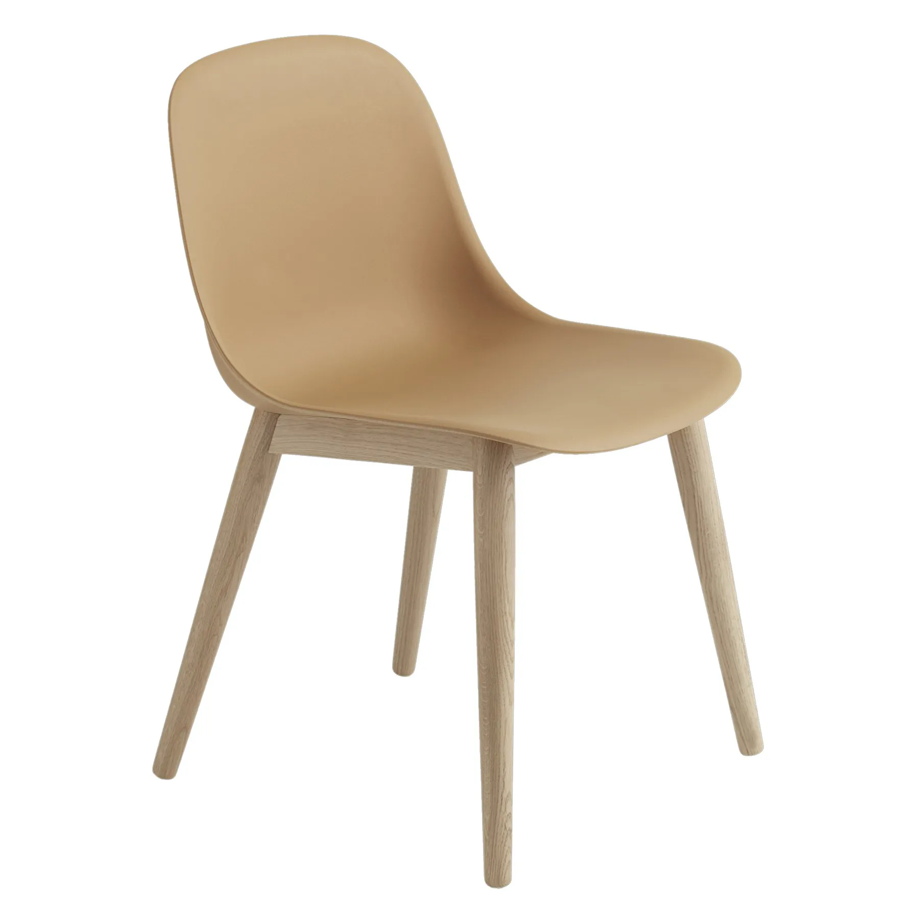 Sedia Fiber con gambe in legno , Ocra-rovere Muuto