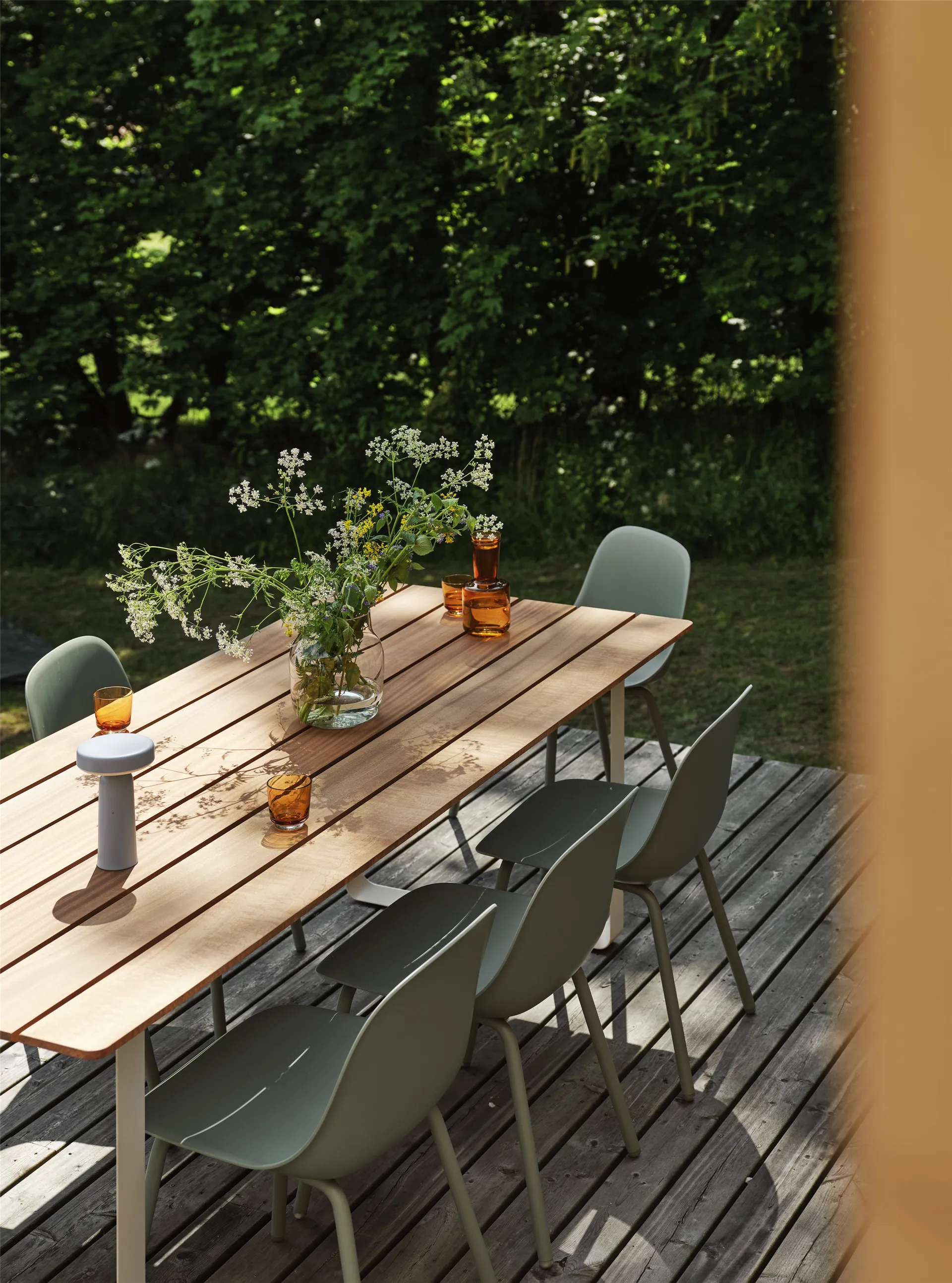 Sedia Fiber Outdoor con gambe in acciaio, Dusty green Muuto