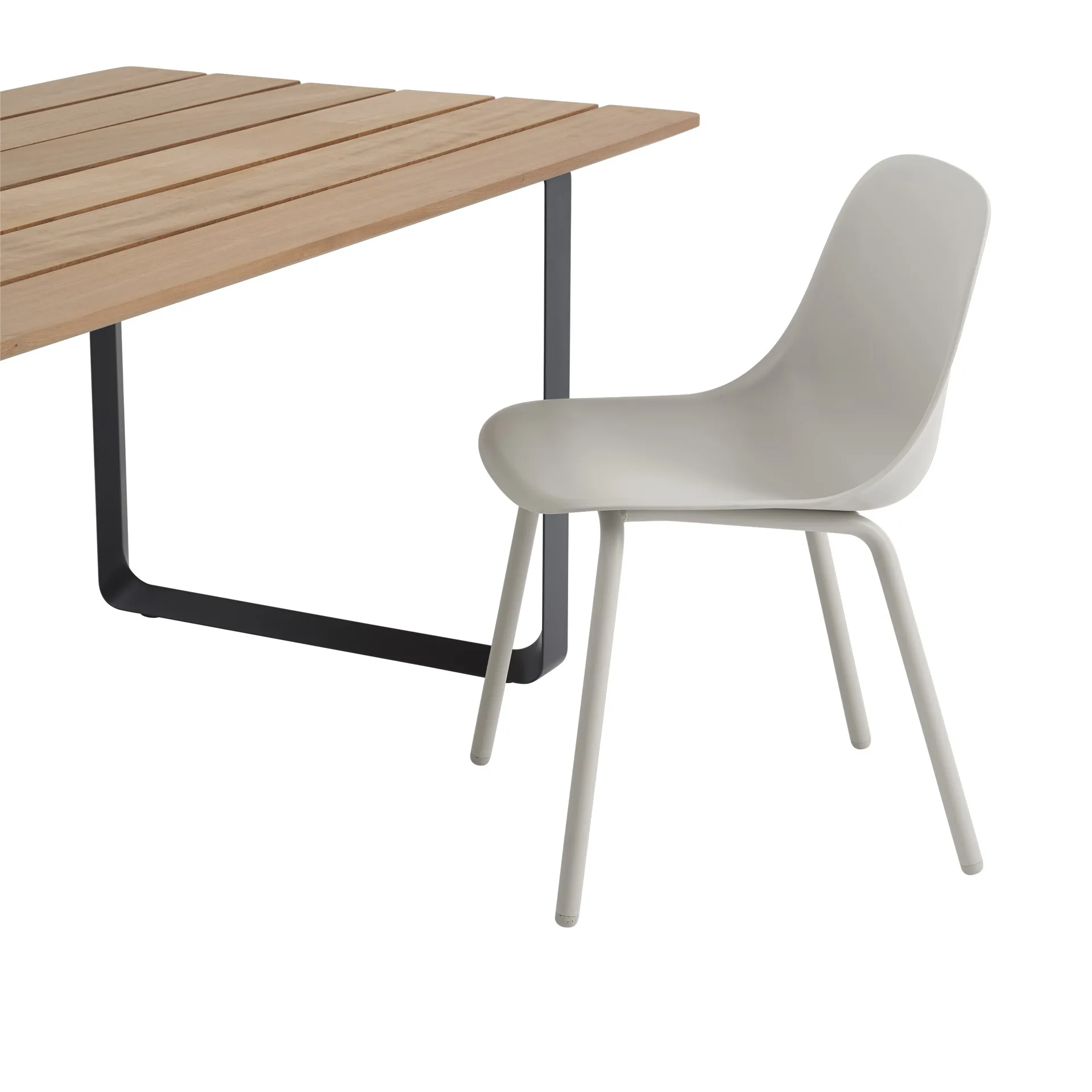 Sedia Fiber Outdoor con gambe in acciaio, Grigio Muuto