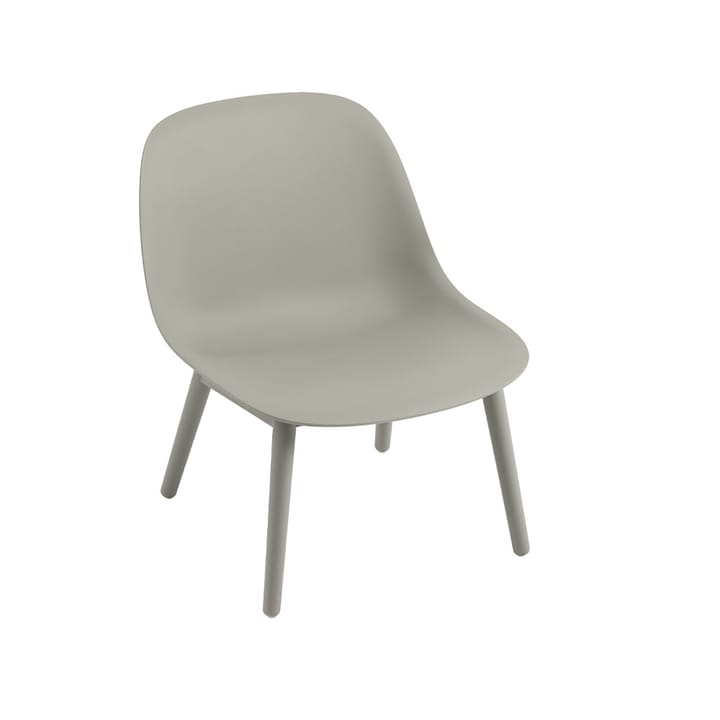 Sedia lounge con base in legno Fiber - grigio, gambe grigie - Muuto