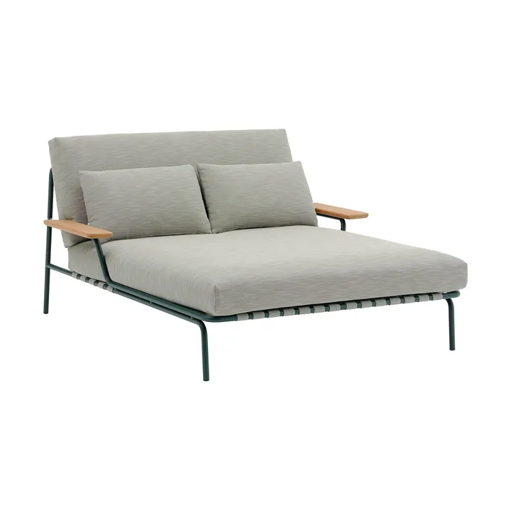 Settle chaise longue - Ribbed Weave 2-dark green, con braccioli - Muuto