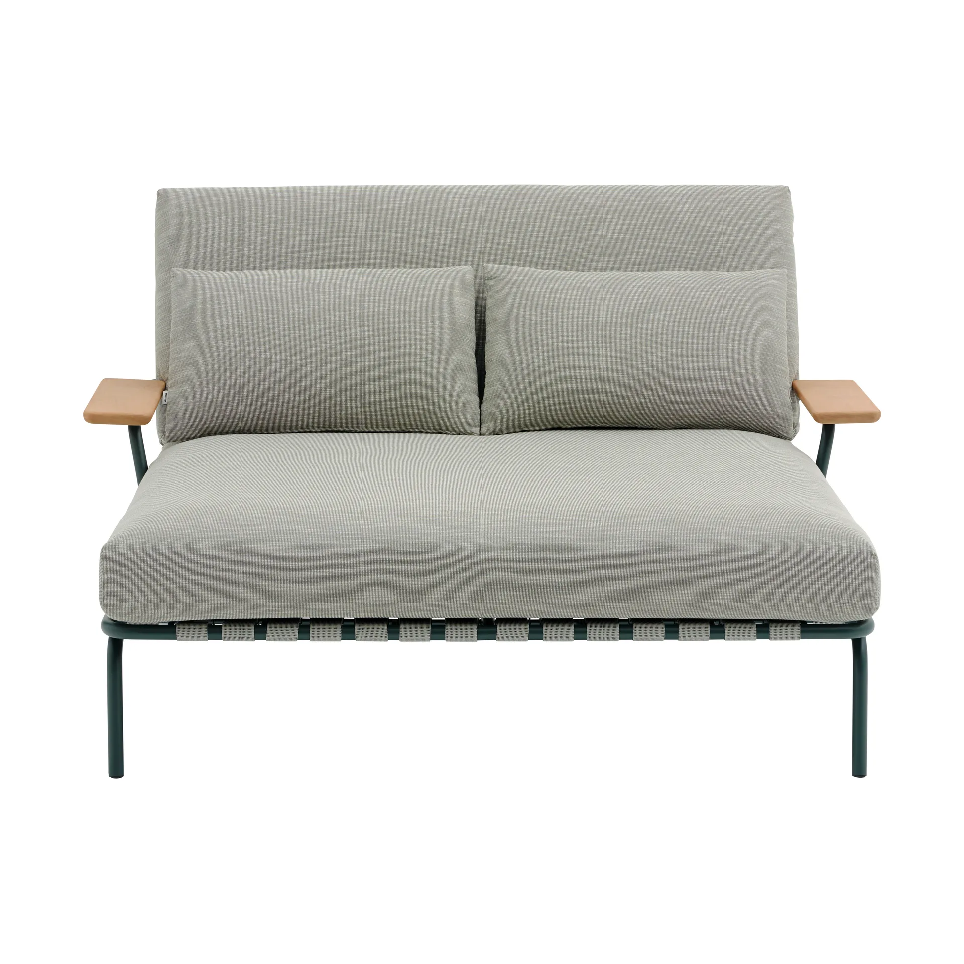 Settle chaise longue, Ribbed Weave 2-dark green, con braccioli Muuto