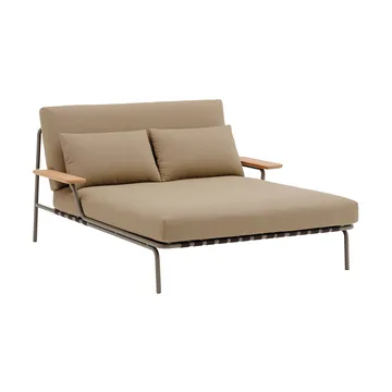 Settle chaise longue - Ribbed Weave 5-taupe, con braccioli - Muuto