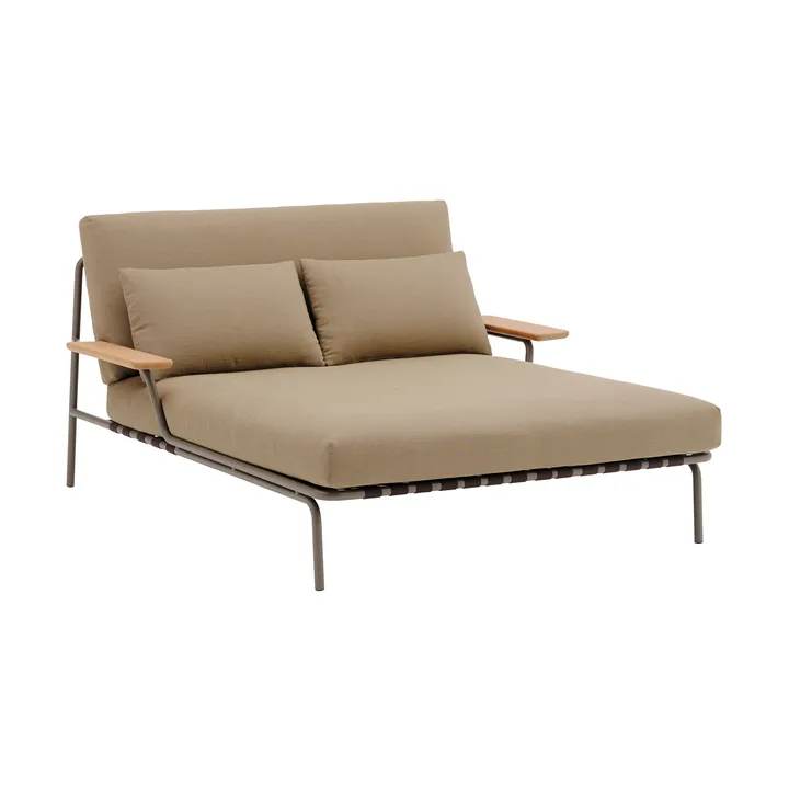 Settle chaise longue - Ribbed Weave 5-taupe, con braccioli - Muuto
