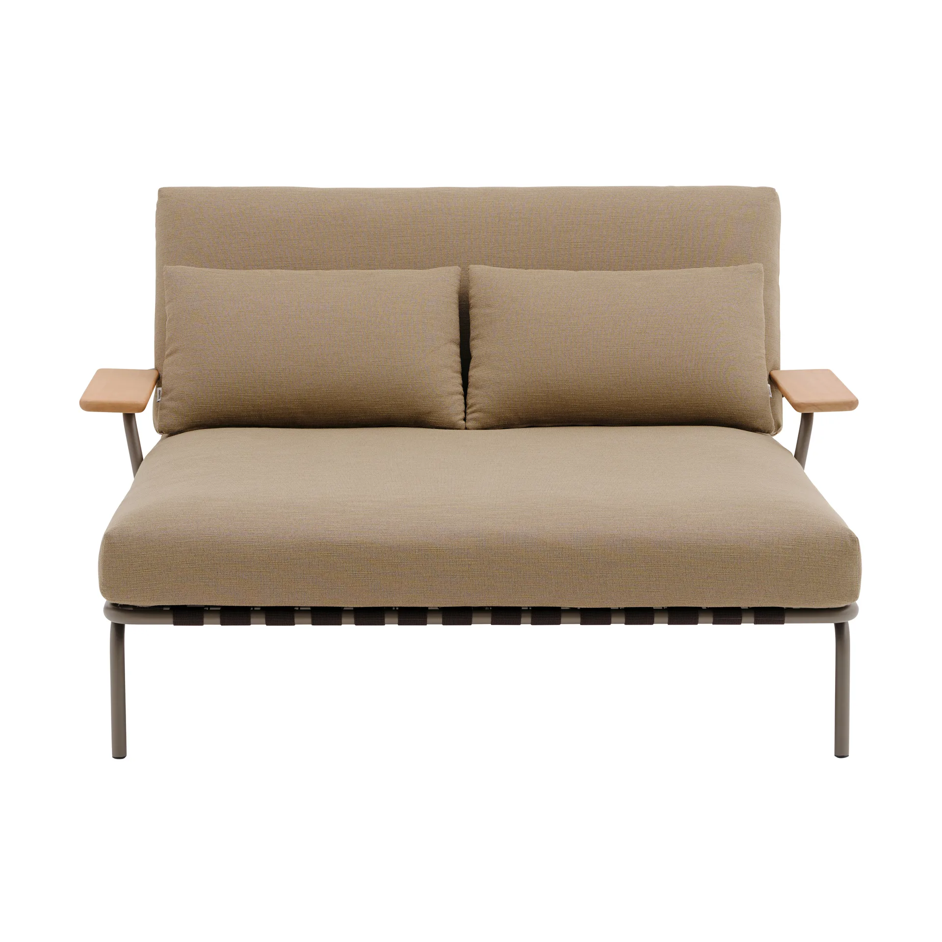 Settle chaise longue, Ribbed Weave 5-taupe, con braccioli Muuto