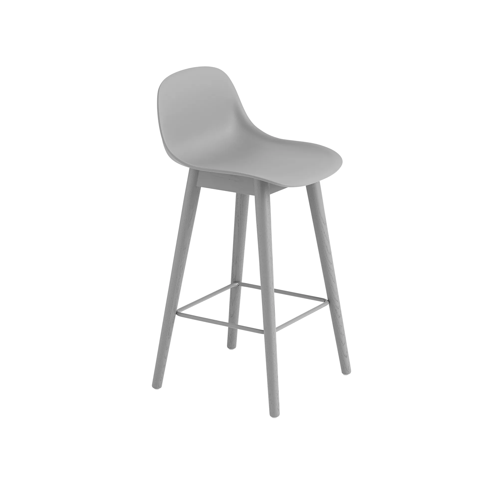 Sgabello da bar con schienale Fiber 65 cm, Grigio-gambe grigie Muuto