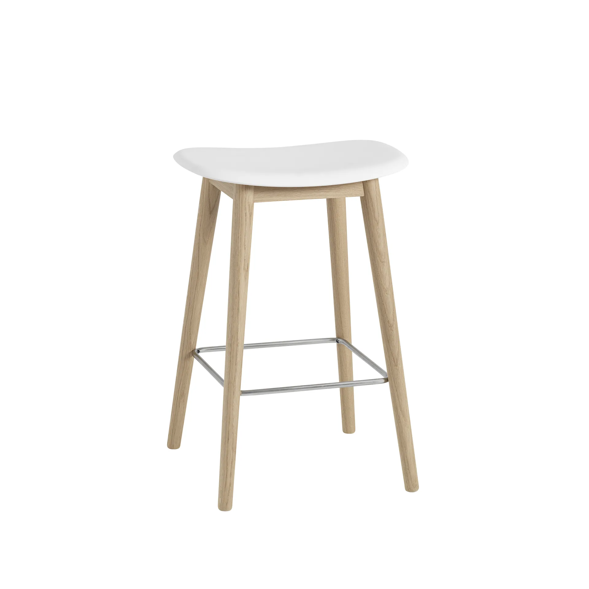 Sgabello da bar Fiber, 65 cm, Bianco, rovere Muuto