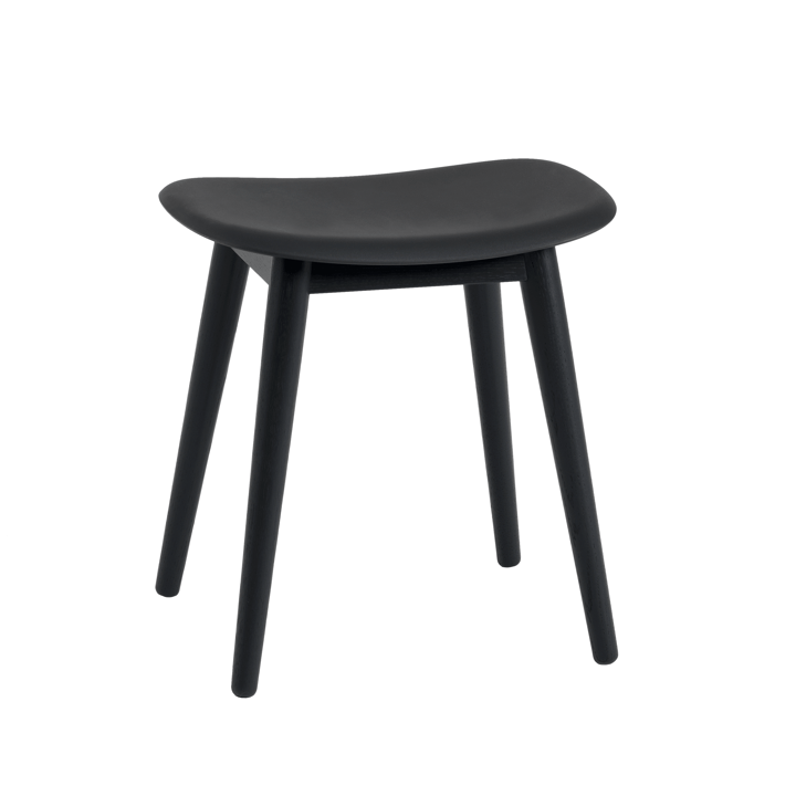 Sgabello Fiber - nero, gambe in legno - Muuto