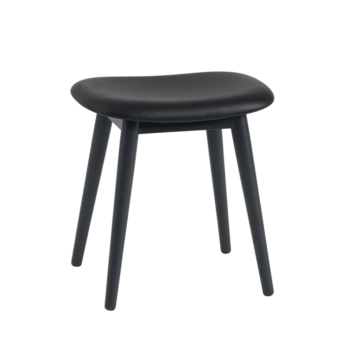 Sgabello Fiber - pelle nera, gambe in legno - Muuto